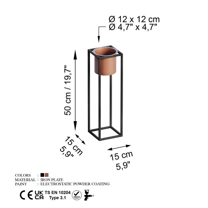 Aberto Design Maceta Decorativa GED-023-B Negro y Cobre Aberto Design Maceta Decorativa GED-023-B Negro y Cobre